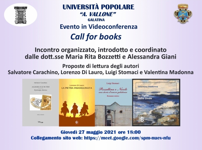 Domani presso l'Università Popolare di Galatina incontro con i giovani scrittori